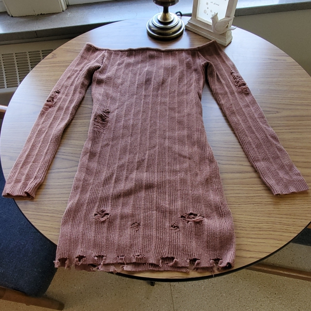 NWT Distressed sweater dress
